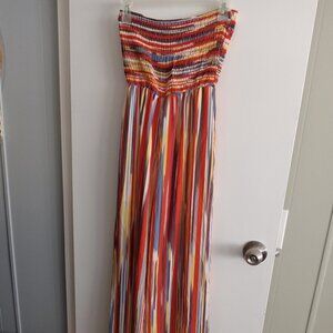 Peach Love California Jumpsuit Romper Strapless Size Medium semi sheer      T1